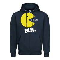 Navy Mr Pacman Zipper Hoodie - linhVisuals