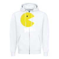 White Mr Pacman Zipper Hoodie - linhVisuals
