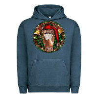 Pigment Midnight Navy Longhorn Cow Christmas Urban Hoodie - RanaPortraitStore