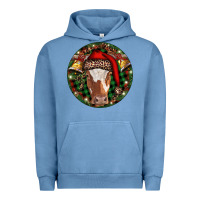 Pigment Pebble Blue Longhorn Cow Christmas Urban Hoodie - RanaPortraitStore