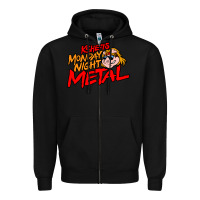 Black MONDAY NIGHT METAL Zipper Hoodie - linhVisuals