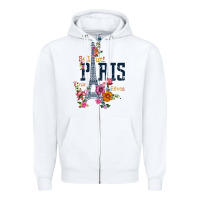 White PARIS Zipper Hoodie - linhVisuals