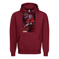 Burgundy hazbin, hazbin hotel alastor, jeby,angel dust, demon Zipper Hoodie - linhVisuals