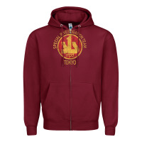 Burgundy japanese police swat sit tokyo special investigation Zipper Hoodie - linhVisuals