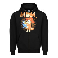 Black Bluey Mum Zipper Hoodie - linhVisuals