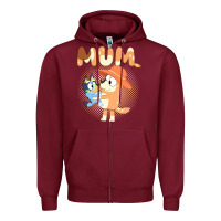 Burgundy Bluey Mum Zipper Hoodie - linhVisuals