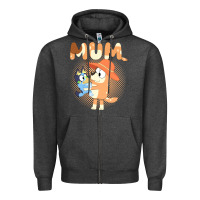 Charcoal Heather Bluey Mum Zipper Hoodie - linhVisuals