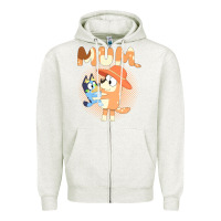 Oatmeal Heather Bluey Mum Zipper Hoodie - linhVisuals