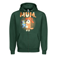 Sports Green Bluey Mum Zipper Hoodie - linhVisuals