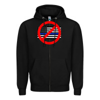 Black anti police state tee Zipper Hoodie - linhVisuals