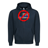 Navy anti police state tee Zipper Hoodie - linhVisuals