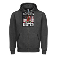 Charcoal Heather my favorite firefighter calls me sister. Zipper Hoodie - linhVisuals