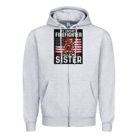 Heather Grey my favorite firefighter calls me sister. Zipper Hoodie - linhVisuals