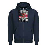 Navy my favorite firefighter calls me sister. Zipper Hoodie - linhVisuals