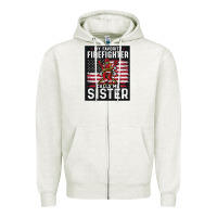 Oatmeal Heather my favorite firefighter calls me sister. Zipper Hoodie - linhVisuals