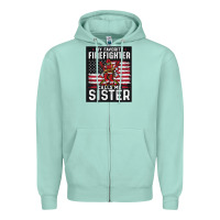 Seafoam my favorite firefighter calls me sister. Zipper Hoodie - linhVisuals