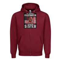 Burgundy my favorite firefighter calls me sister. Zipper Hoodie - linhVisuals