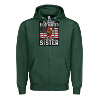 Sports Green my favorite firefighter calls me sister. Zipper Hoodie - linhVisuals
