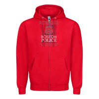 Red boston police shirt saint michael police officer prayer Zipper Hoodie - linhVisuals