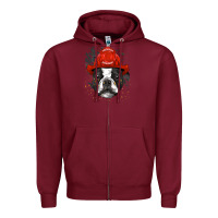 Burgundy boston terrier firefighter boston terrier dog lover premium Zipper Hoodie - linhVisuals