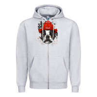 Heather Grey boston terrier firefighter boston terrier dog lover premium Zipper Hoodie - linhVisuals