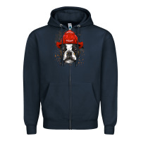 Navy boston terrier firefighter boston terrier dog lover premium Zipper Hoodie - linhVisuals
