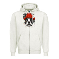 Oatmeal Heather boston terrier firefighter boston terrier dog lover premium Zipper Hoodie - linhVisuals