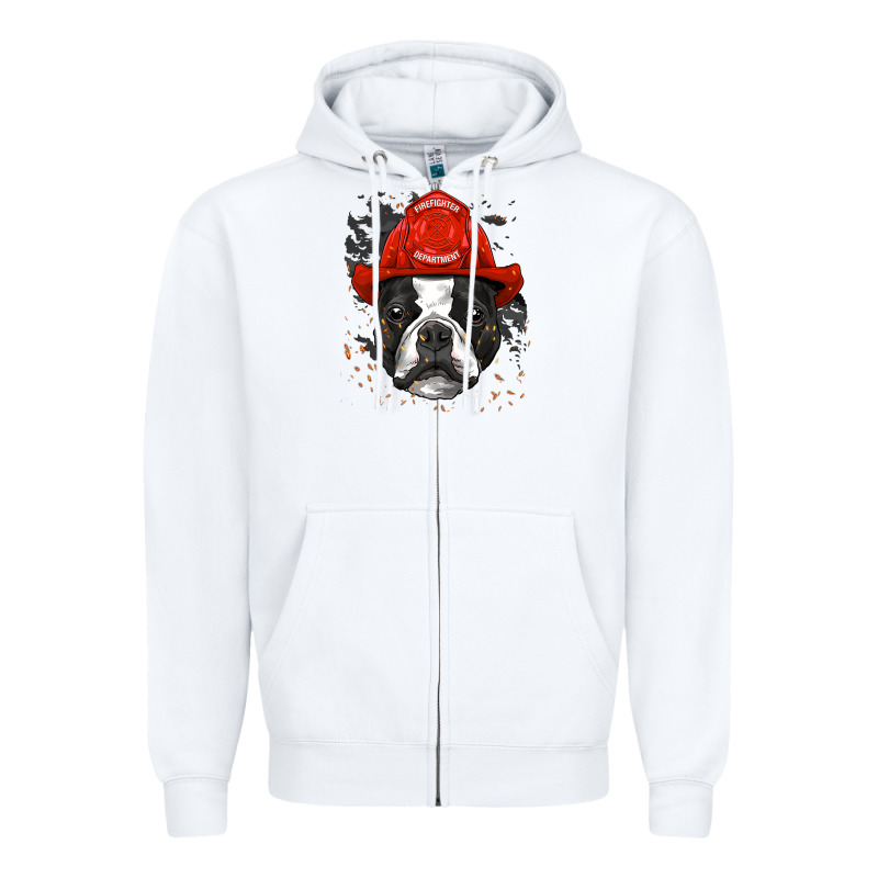 Boston Terrier Firefighter Boston Terrier Dog Lover Premium Zipper Hoodie by linhVisuals | Teevron