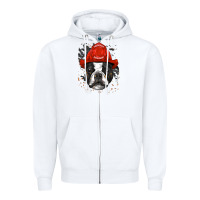 White boston terrier firefighter boston terrier dog lover premium Zipper Hoodie - linhVisuals