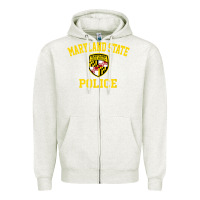 Oatmeal Heather maryland state police Zipper Hoodie - linhVisuals