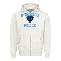 Oatmeal Heather massachusetts state police Zipper Hoodie - linhVisuals