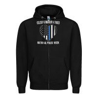 Black national police week shirt vintage blue line american flag Zipper Hoodie - linhVisuals