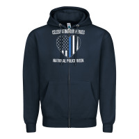 Navy national police week shirt vintage blue line american flag Zipper Hoodie - linhVisuals
