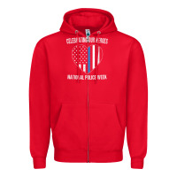 Red national police week shirt vintage blue line american flag Zipper Hoodie - linhVisuals