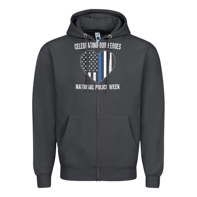 National Police Week Shirt Vintage Blue Line American Flag Zipper Hoodie by linhVisuals | Teevron