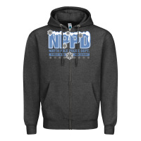 Charcoal Heather north pole police department Zipper Hoodie - linhVisuals