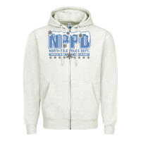 Oatmeal Heather north pole police department Zipper Hoodie - linhVisuals