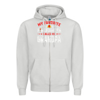Dove Grey mens father's day my favorite firefighter calls me grandpa premium Zipper Hoodie - linhVisuals