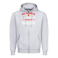 Heather Grey mens father's day my favorite firefighter calls me grandpa premium Zipper Hoodie - linhVisuals