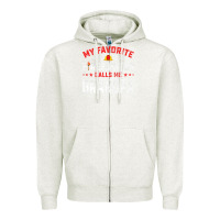Oatmeal Heather mens father's day my favorite firefighter calls me grandpa premium Zipper Hoodie - linhVisuals