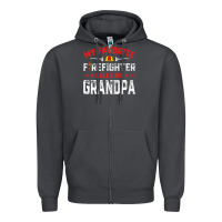 Smoke mens father's day my favorite firefighter calls me grandpa premium Zipper Hoodie - linhVisuals