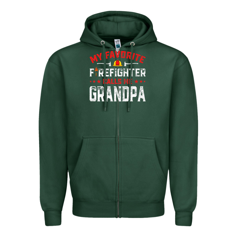 Mens Father's Day My Favorite Firefighter Calls Me Grandpa Premium Zipper Hoodie by linhVisuals | Teevron