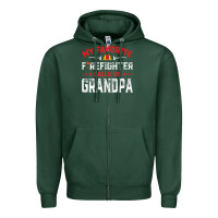 Sports Green mens father's day my favorite firefighter calls me grandpa premium Zipper Hoodie - linhVisuals