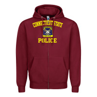 Burgundy connecticut state police Zipper Hoodie - linhVisuals