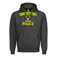 Charcoal Heather connecticut state police Zipper Hoodie - linhVisuals