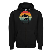 Black orca family vintage retro art, killer whale family Zipper Hoodie - linhVisuals