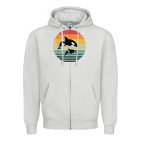Dove Grey orca family vintage retro art, killer whale family Zipper Hoodie - linhVisuals