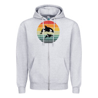 Heather Grey orca family vintage retro art, killer whale family Zipper Hoodie - linhVisuals