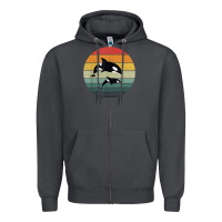 Smoke orca family vintage retro art, killer whale family Zipper Hoodie - linhVisuals