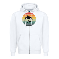 White orca family vintage retro art, killer whale family Zipper Hoodie - linhVisuals